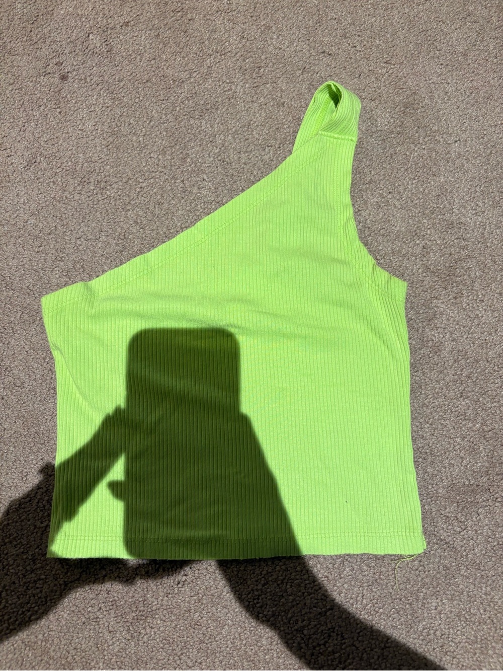 Urban outfitters One-Shoulder Neon yellow Ribbed Tank Top size small